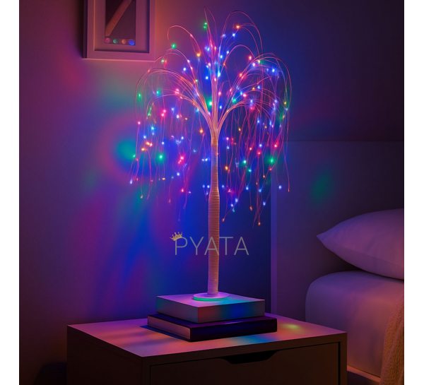 Праздничное интерьерное декоративное дерево-гирлянда Ива 60 см 48 ламп Мультицвет (4389)