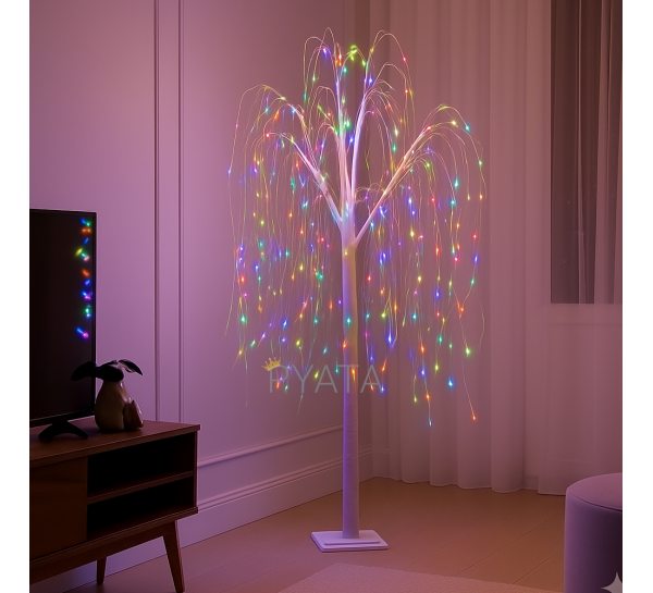 Новогоднее декоративное дерево-гирлянда “Ива” 120 см, 72 LED, Мульти (4389)