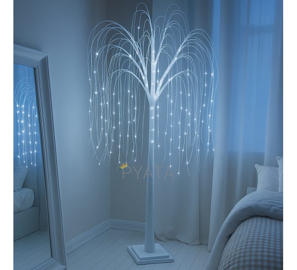 Праздничное декоративное дерево-гирлянда Ива 180 см 150 ламп Белый (4389)