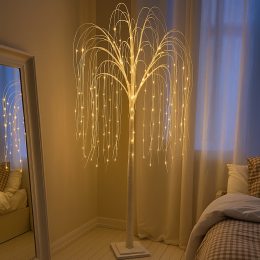 Святкове декоративне дерево-гірлянда Верба 180 см 150 ламп Теплий білий (4389)