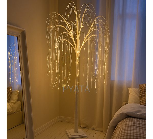 Праздничное декоративное дерево-гирлянда Ива 180 см 150 ламп Теплый белый (4389)