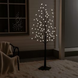 Світлодіодна підлогова гірлянда на підсавці дерево "Сакура" 150 см 215 діодів Біле світіння (4389)