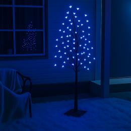 Світлодіодна підлогова гірлянда на підсавці дерево "Сакура" 150 см 215 діодів Синє світіння (4389)