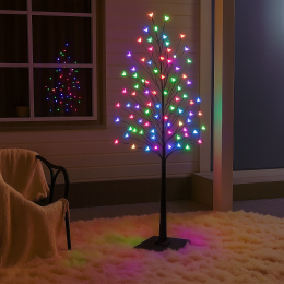 Світлодіодна підлогова гірлянда на підсавці дерево "Сакура" 150 см 215 діодів Мульти світіння (4389)