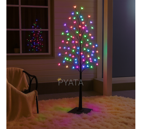 Світлодіодна підлогова гірлянда на підсавці дерево "Сакура" 150 см 215 діодів Мульти світіння (4389)