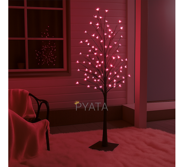 Світлодіодна підлогова гірлянда на підсавці дерево "Сакура" 150 см 215 діодів Рожеве світіння (4389)