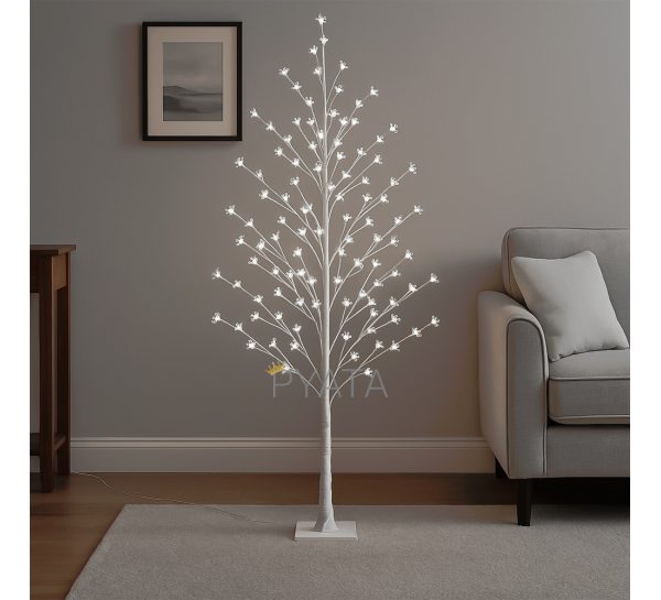 Світлодіодна декоративна гірлянда біле дерево «Сакура» 150 см 215 діодів 24В Біле світіння (4389)