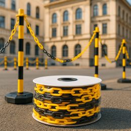 Пластмасовий обмежувальний ланцюг чорно-жовтого кольору 6 мм, 25 м (JS)