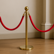 Стойка ограждения золотая с красным канатом, 1,5 м, 100 х 32 смР-1879(JS)