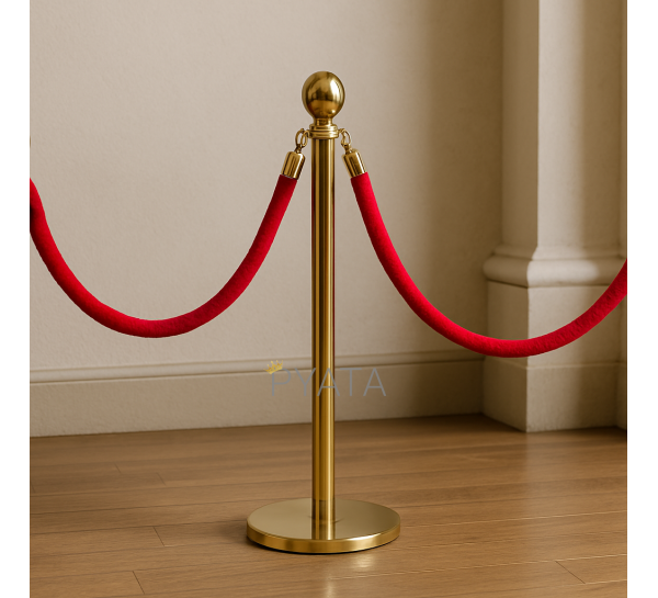 Стійка огорожі золота з червоним канатом, 1,5 м, 100 х 32 см Р-1879 (JS)