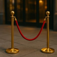 Стійка огорожі золота з червоним канатом, 1,5 м, 100 х 32 см Р-1879 (JS) Стійка огорожі золота з червоним канатом, 1,5 м, 100 х 32 см Р-1879 (JS)