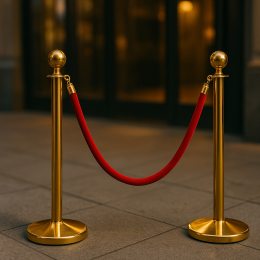 Стійка огорожі золота з червоним канатом, 1,5 м, 100 х 32 см Р-1879 (JS)