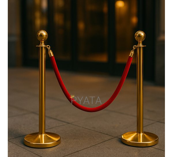Стійка огорожі золота з червоним канатом, 1,5 м, 100 х 32 см Р-1879 (JS)
