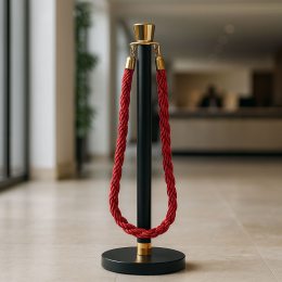 Стійка огорожі чорно-золота з червоним плетеним канатом, довжина 1,5 метра, 950 х 32 см  Р-1878 (JS)