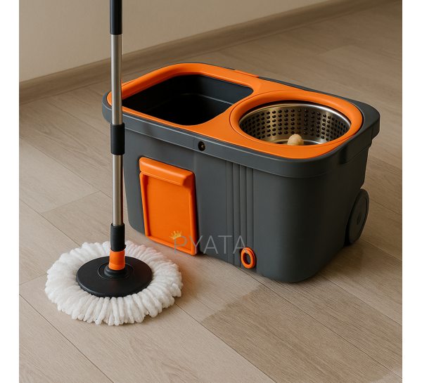 Комплект ведро с телескопической шваброй и отжимом Моп 515-2 Серый (DRK)