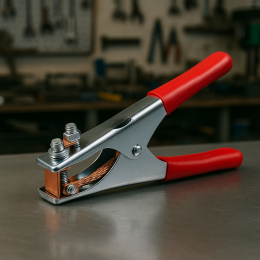 Клема маса затискач 300А з червоними ручками, довжина 17 см P-590 (JS)