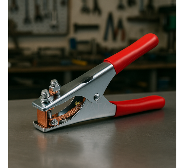 Клема маса затискач 300А з червоними ручками, довжина 17 см P-590 (JS)