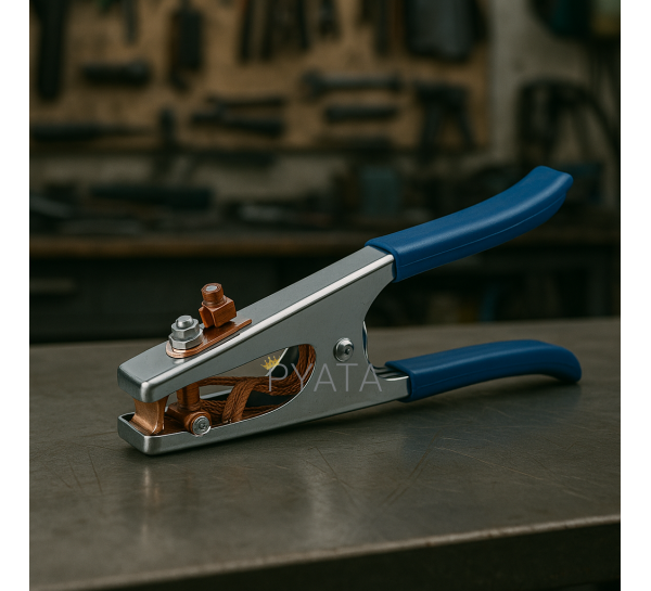 Клема маса затискач 500 А з синіми ручками, довжина 20,5 см  P-1030 (JS)