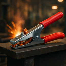 Клема маса затискач 500А з червоними ручками, довжина 24 см P-908 (JS)