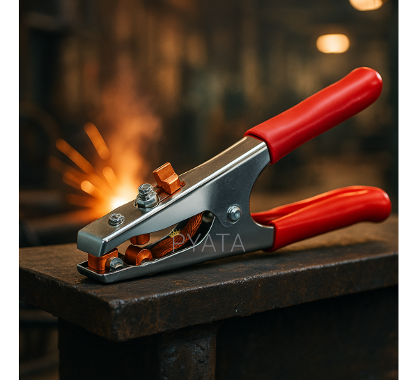 Клема маса затискач 500А з червоними ручками, довжина 24 см P-908 (JS)