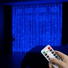 Гірлянда штора Завіса Роса 3×3 м із 300 LED-лампами USB з пультом, MA742 blue, Синій (ARSH) Гірлянда штора Завіса Роса 3×3 м із 300 LED-лампами USB з пультом, MA742 blue, Синій (ARSH)
