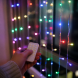 Светодиодная новогодняя LED гирлянда штора на окно, занавес с пультом USB, Занавес 3×3 м, 300 LED Мультицвет (ARSH/MA742)