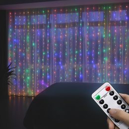 Гірлянда штора Завіса Роса 3×6 м із 600 LED-лампами USB з пультом, MA743 multi , Мультиколір (ARSH)