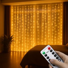 Гірлянда штора Завіса Роса 3×6 м із 600 LED-лампами USB з пультом, MA743 warmwhite , Теплий білий (ARSH)