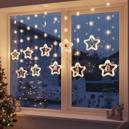 Гірлянда штора Зірки з фігурками USB+ ПУ MA412wh 2.5 м Холодний білий (ARSH)