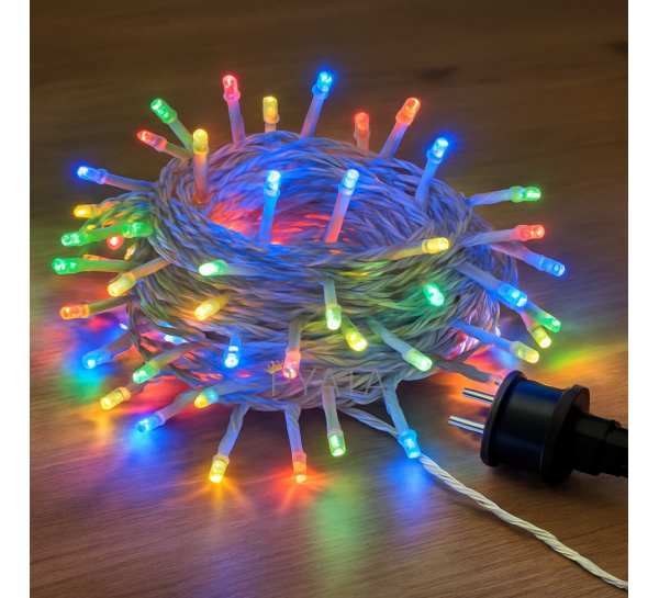 Світлодіодна гірлянда на 100 LED 10 м білий дріт 220V LU990multi Мульти (ARSH)