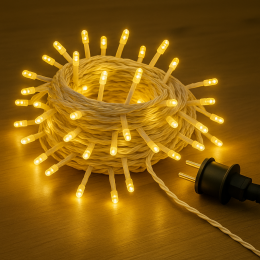 Світлодіодна гірлянда на 100 LED 10 м білий дріт 220V LU990warmwhite Теплий білий (ARSH)