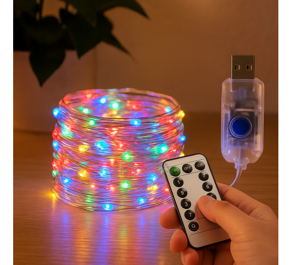 Світлодіодна гірлянда "Роса" LU988multi з USB і пультом керування 400 LED 40 м Мульти (ARSH)
