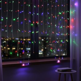  Новорічна гірлянда бахрома, прозорий шнур, 3*0,5 м, 120 LED, колір світіння мультик (ARSH)