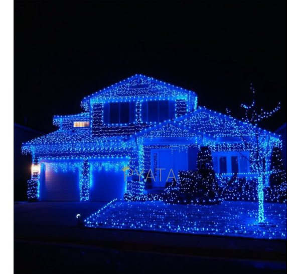 Уличная гирлянда 800 LED диодов 50 метров 220V зеленый провод 800lblue, Синий (ARSH)