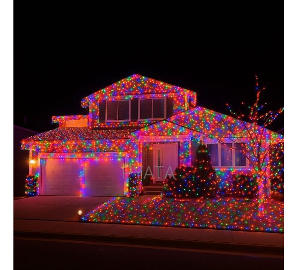 Уличная гирлянда 800 LED диодов 50 метров 220V зеленый провод 800lmulti, Мультицвет (ARSH)