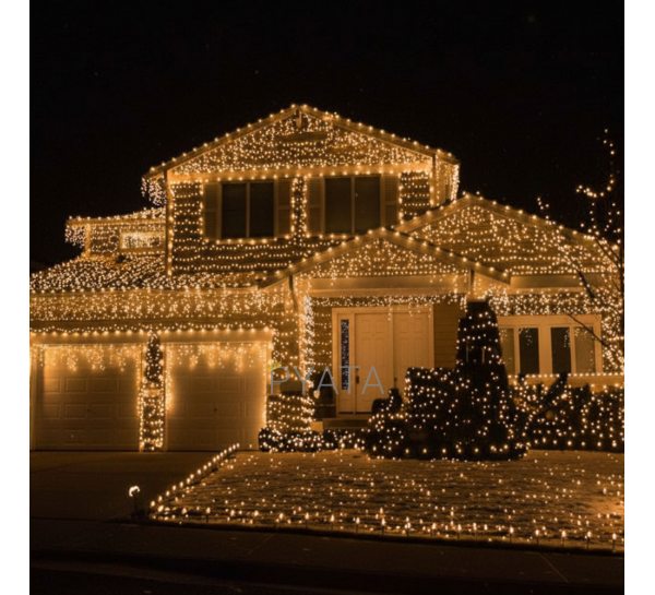 Уличная гирлянда 800 LED диодов 50 метров 220V зеленый провод 800lwarmwhite, Теплый белый (ARSH)