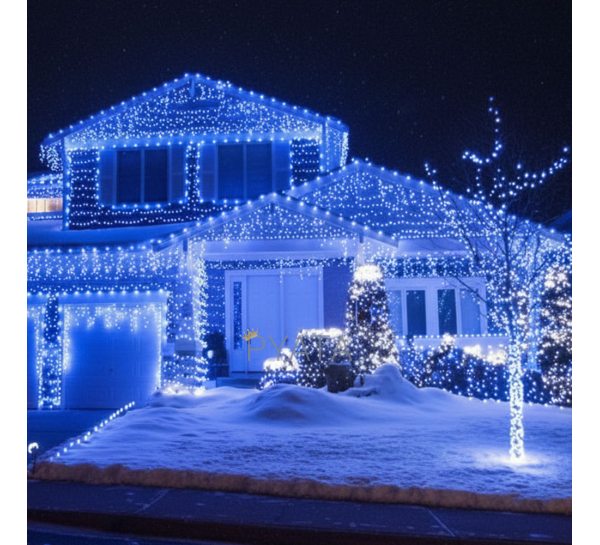 Уличная гирлянда 800 LED диодов 50 метров 220V зеленый провод 800lwhite, Белый (ARSH)