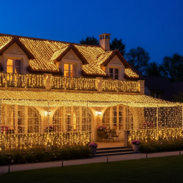 Світлодіодна гірлянда нитка 800 Led 45 м,  220 V (8 режимів світіння) MA132, Теплий білий (ARSH)