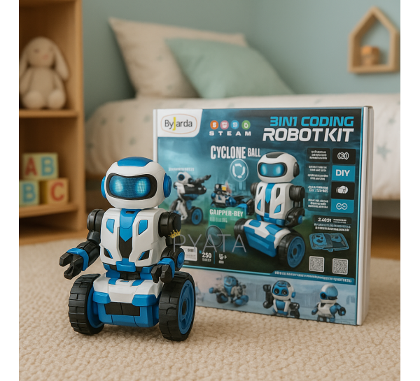 Дитячий конструктор-робот на батарейках з пультом управління Robot Kit 3в1 ByJarda BC0104 220 деталей (AX)