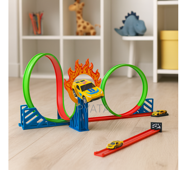 Дитячий ігровий набір гоночна траса із трьома кільцями та стартом 6605 – Looping Track (AX)