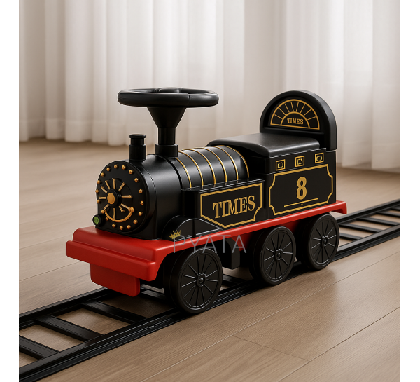 Дитяча іграшка електричний паровоз з залізною дорогою Retro Train Ride-On (AX)