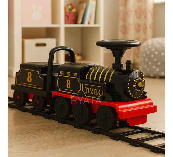 Дитяча іграшка електропаровоз+вагончик із рейками Retro Train Ride-On (AX)