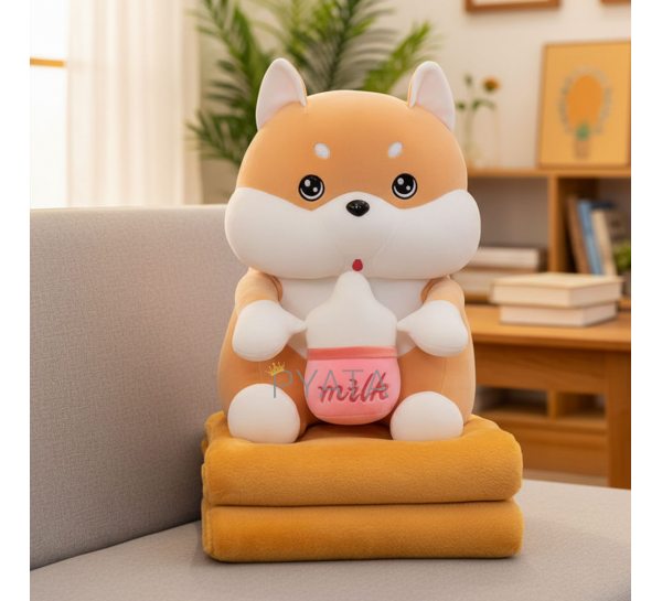 Іграшка-подушка Хаскі MALLOORY HOME 79-9/12119 з пледом в середині, Помаранчевий (BOT)