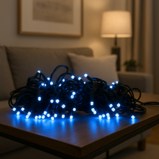 Декоративная светодиодная гирлянда на 100 LED светодиодов 8 м зеленый провод Синий Декоративная светодиодная гирлянда на 100 LED светодиодов 8 м зеленый провод Синий