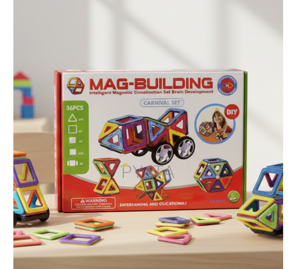 Магнітний пластиковий конструктор   Mag Building магнітний для творчої гри та розвитку, 36 деталей (509)