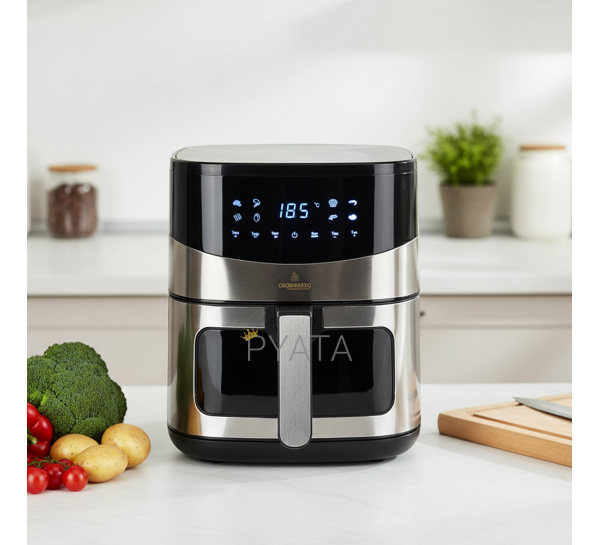 Многофункциональная аэрофритюрница на 6,5л Crownberg CB-5554 2000Вт с антипригарной чашей, безмасляная