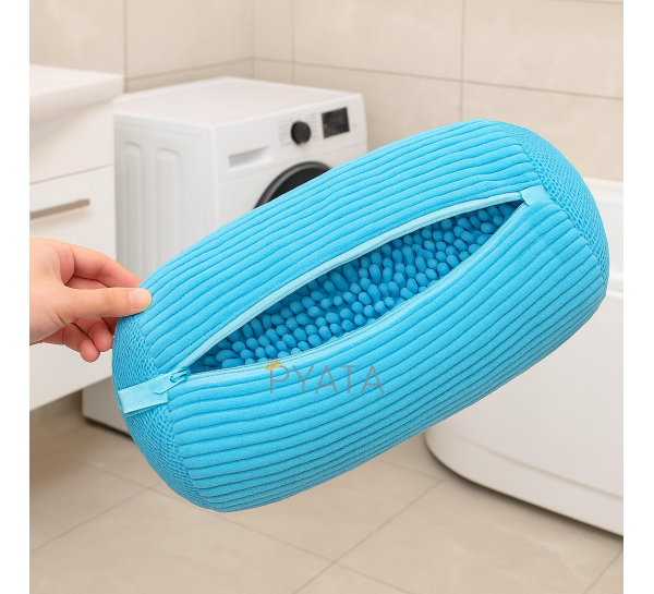 Сумка мешок для стирки обуви в стиральной машине из микрофибры Голубой (АX)
