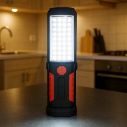 Портативный аккумуляторный фонарик с крючком для подвешивания PE-41 36+5 LED (AMN)