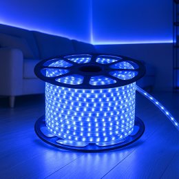 Декоративна світлодіодна (LED) стрічка 2835×60 шт.; 4,8 Вт/м IP67 220В 50м Синий (YAB)