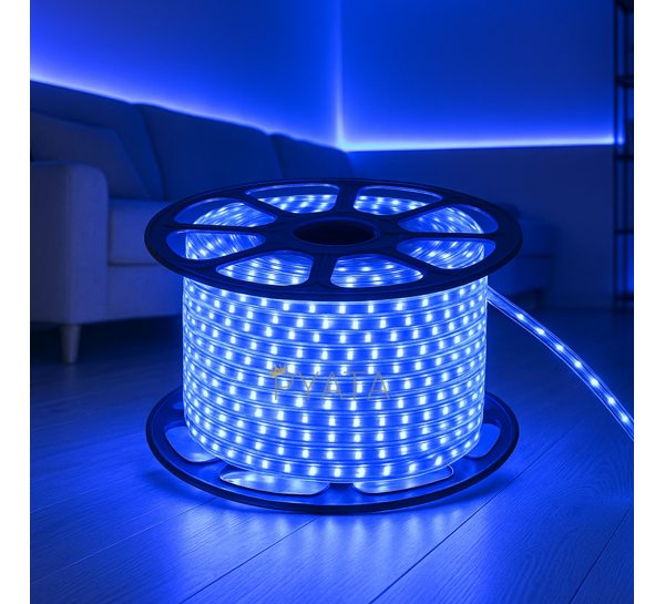 Декоративна світлодіодна (LED) стрічка 2835×60 шт.; 4,8 Вт/м IP67 220В 50м Синий (YAB)
